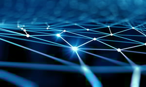 Blue virtual technology background with lines and grids