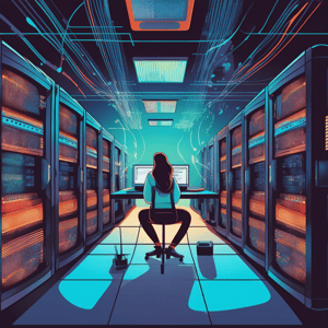 Woman in server room